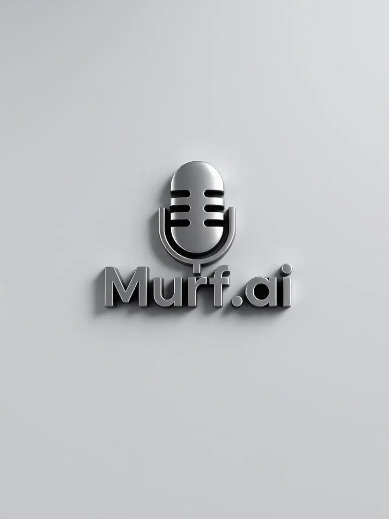 A portrait image displaying the logo of Murf.ai, an AI voice generator, with a focus on professional and realistic voiceovers.